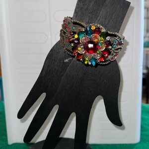 Women’s Spring Hinge Bracelet Multicolor Rhinestones Sparkly Fashion Jewelry